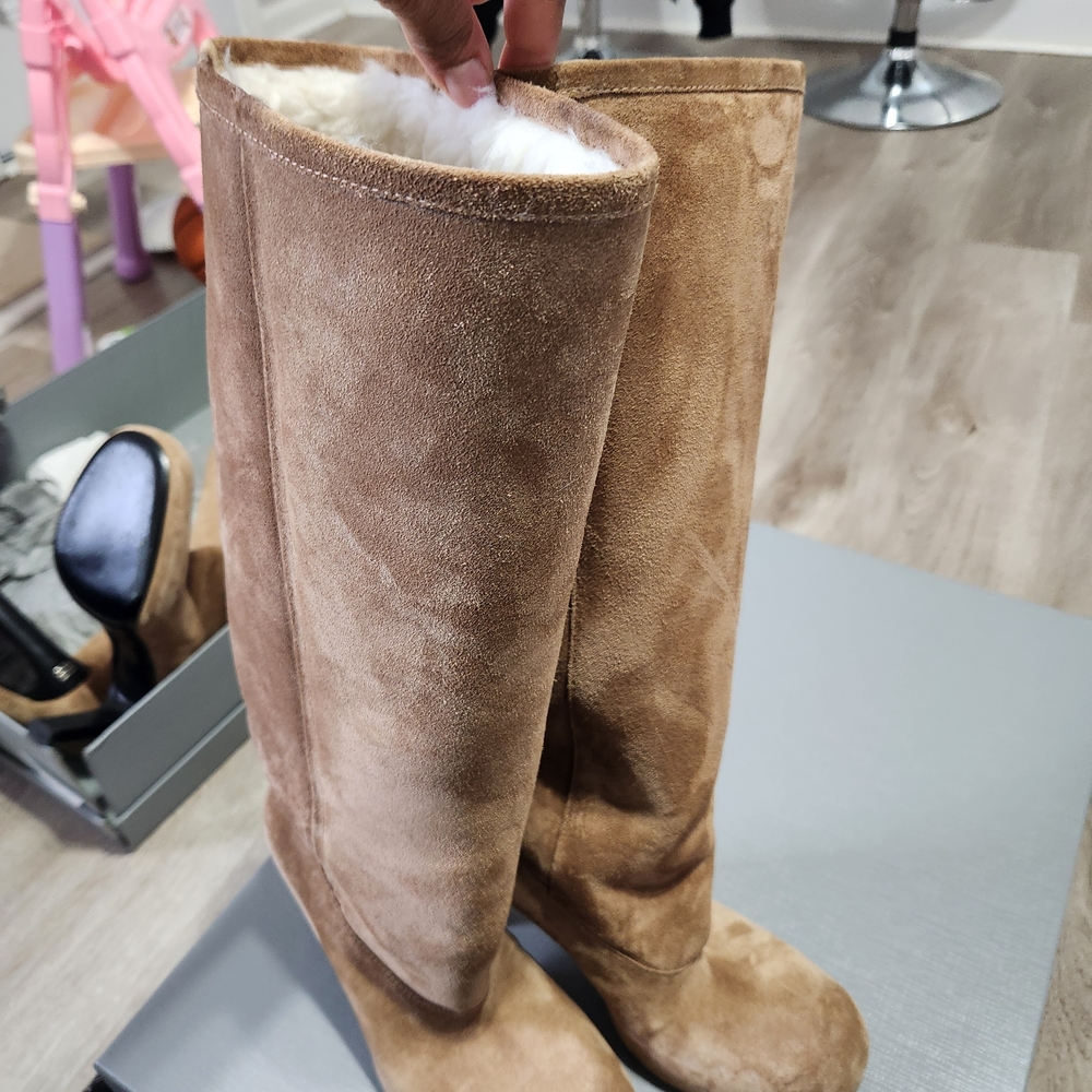 Balenciaga Tan Suede Knee-High Boots - Picture 5 of 14